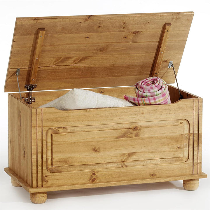 IDIMEX Sitztruhe Truhenbank Bristol, Sitzbank Bank Holzbank Truhe im Landhausstil mit Klemmschutz, K