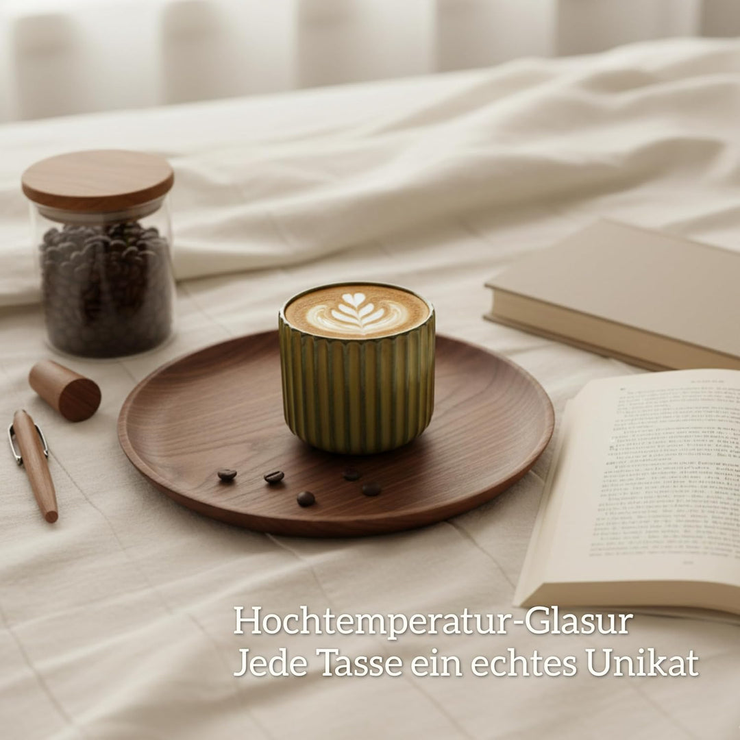 Erkundpresso.Kaffeebecher 4er Set 180ml Ohne Henkel Premium Barista Kaffeetasse aus Hochwertigem Ste
