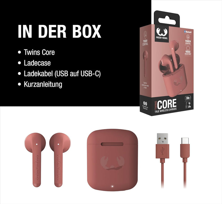 Fresh 'n Rebel Twins Core, True Wireless kabellose In-Ear Bluetooth Kopfhörer, mit Sprachassistent,