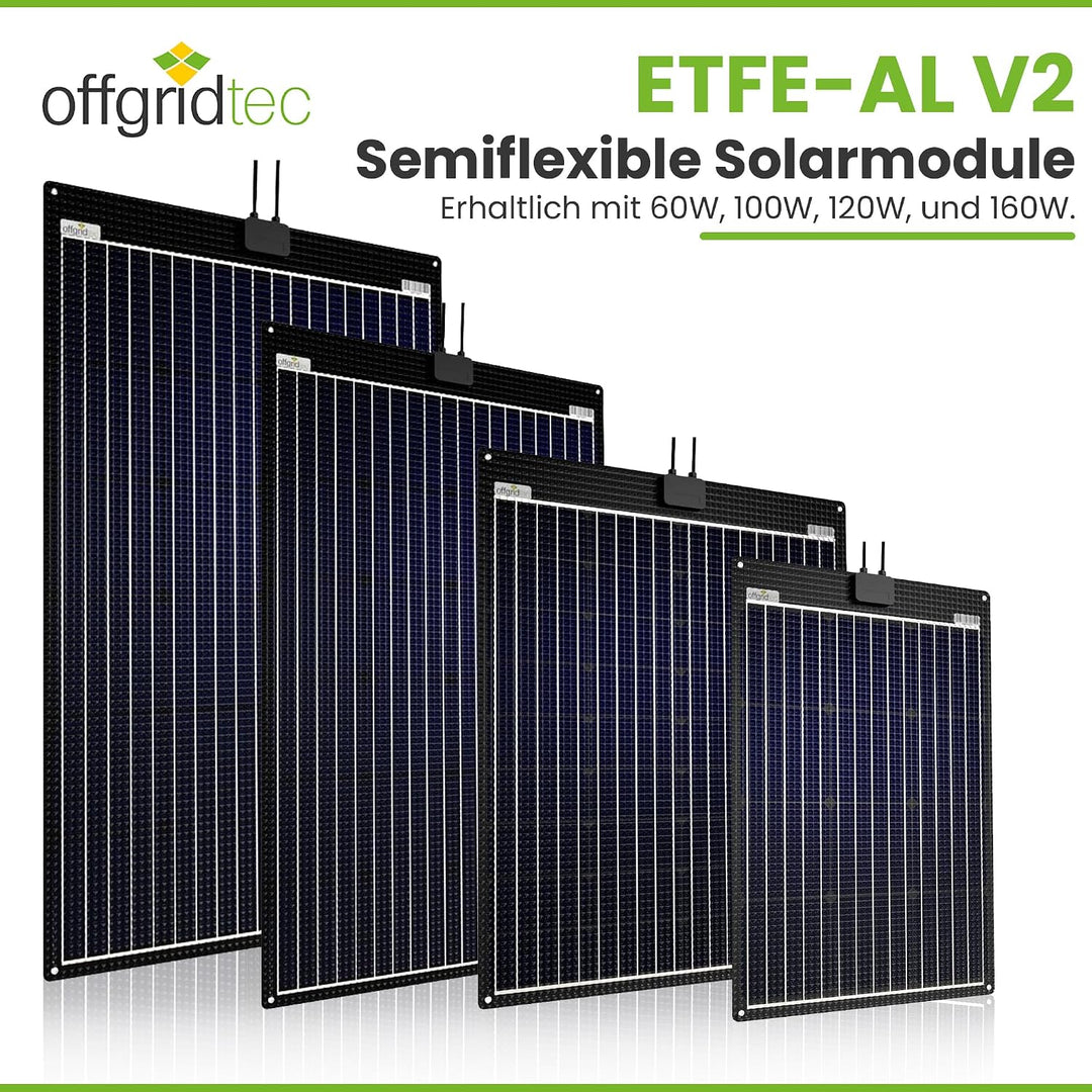 Offgridtec ETFE-AL 60W semi-flexibles18V Solarpanel mit integrierter Aluminiumplatte V2, 60W
