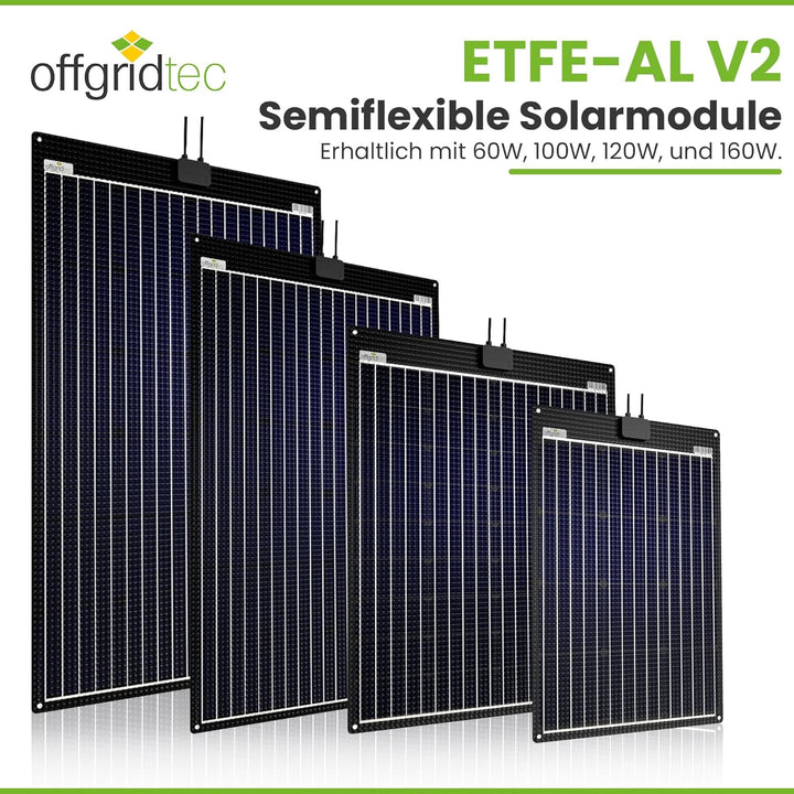 Offgridtec ETFE-AL 160W semi-flexibles 18V Solarpanel mit integrierter Aluminiumplatte V2, 160W