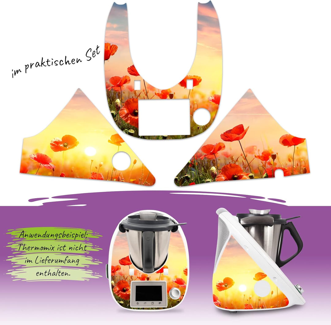 Deko Schutz Aufkleber kompatibel mit Küchenmaschine Thermomix TM5 Design Sticker Klebefolie Zubehör