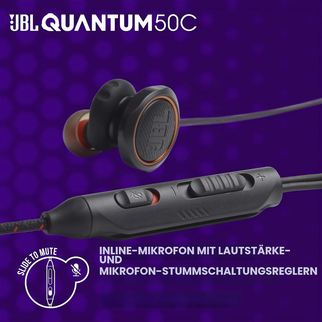 JBL Quantum 50C, kabelgebundenes In-Ear-USB-C-Gaming-Headset mit JBL QuantumSURROUND Sound, Multi-Pl