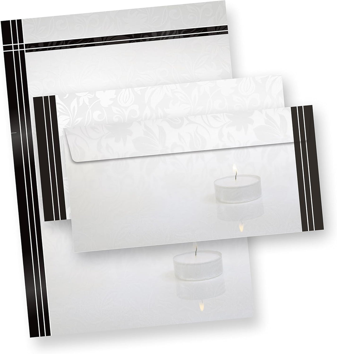 100 Sets Briefpapier Trauer Mit Umschläge ohne Fenster, DIN A4 90g Beidseitig, Oder andere Menge wäh