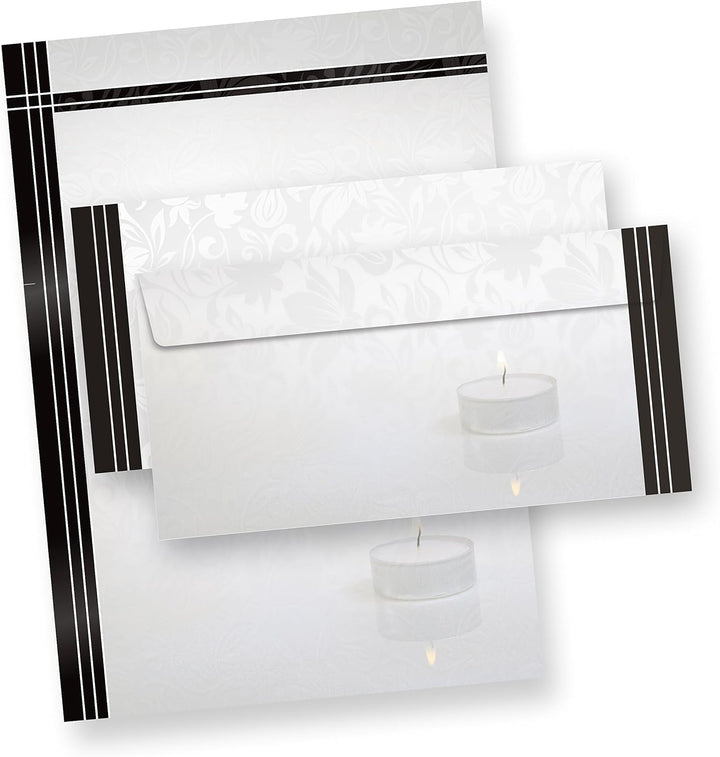 100 Sets Briefpapier Trauer Mit Umschläge ohne Fenster, DIN A4 90g Beidseitig, Oder andere Menge wäh