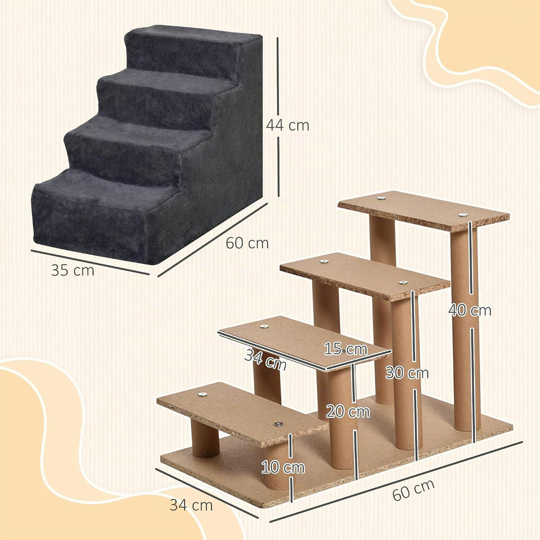 PawHut Hundetreppe 4 Stufen 44 cm Hoch Haustiertreppe für Kleine Hunde Katzentreppe Hunderampe mit W