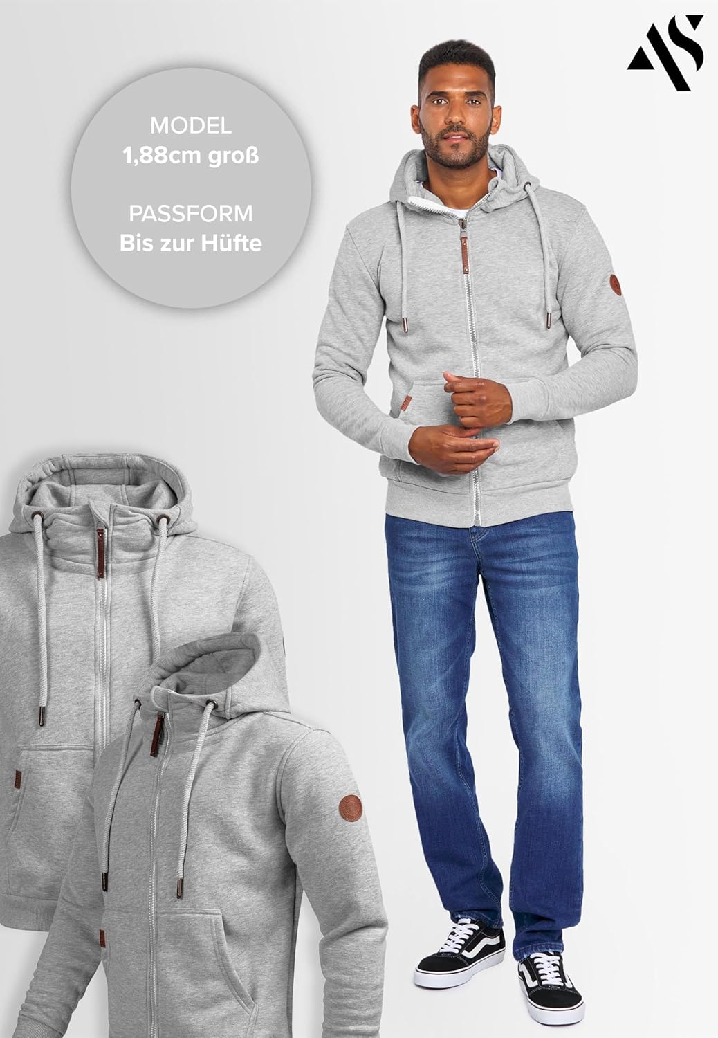 ALESSANDRO SALVARINI Herren Sweatjacke (S-3XL) mit Kapuze - Leicht, Atmungsaktiv, Kapuzenpullover mi