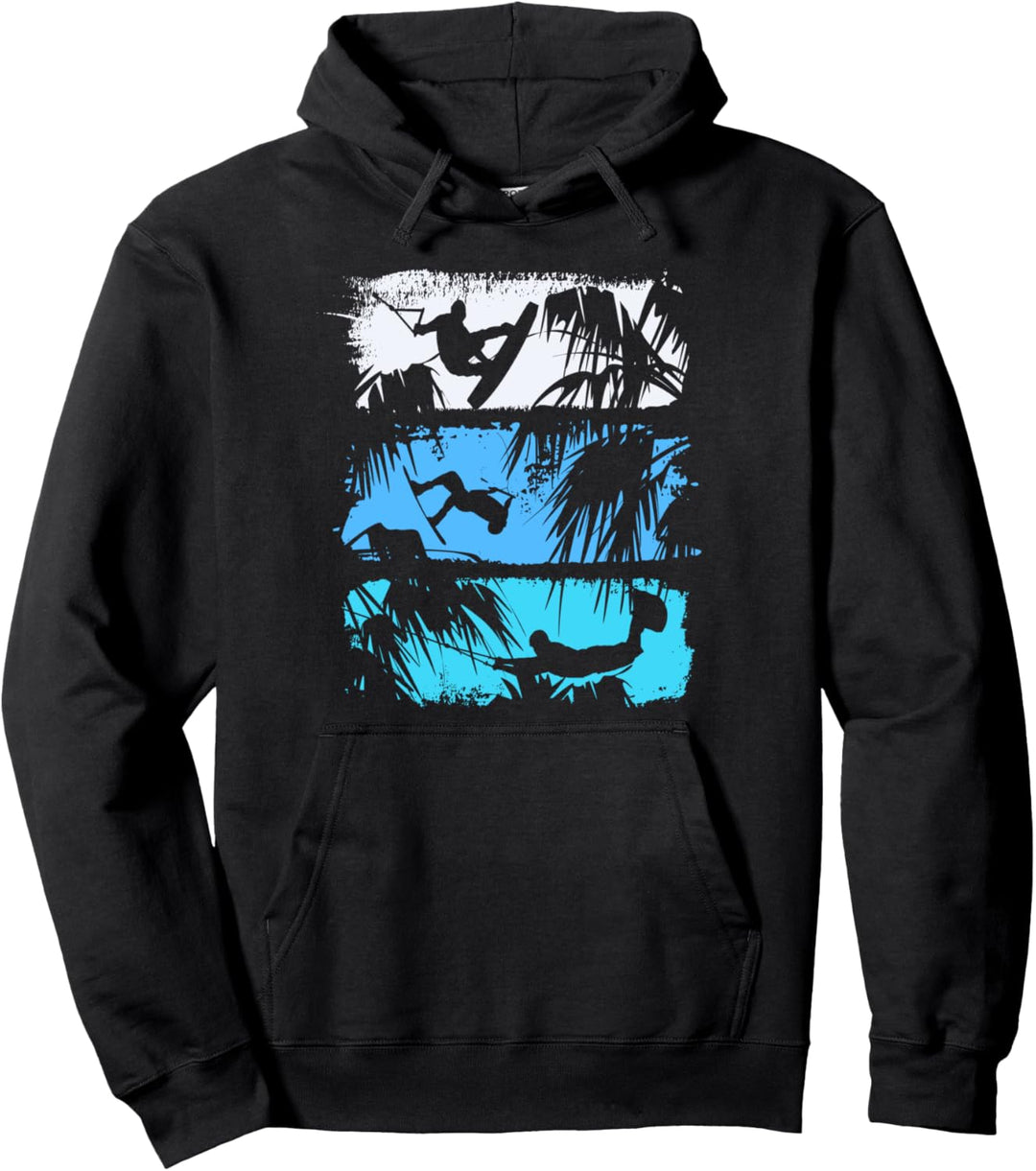 Wakeboard Lifestyle Vintage Design mit Palmen im Logo Style Pullover Hoodie