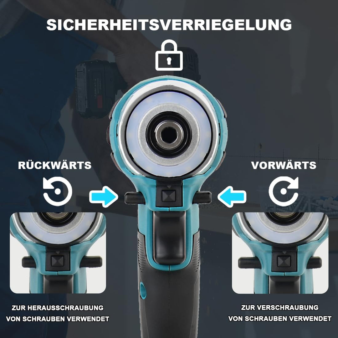 Akku Akkuschrauber Kompatibel mit Makita 18V 1/4" Bürstenloser Schlagschrauber mit 5 einstellbare St
