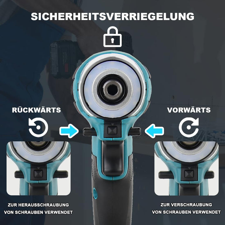 Akku Akkuschrauber Kompatibel mit Makita 18V 1/4" Bürstenloser Schlagschrauber mit 5 einstellbare St