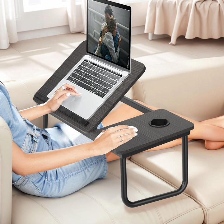Huracan Laptoptisch für Couch, Klappbar Lapdesk mit Cup Slot, Laptop Tisch für Bett 5-Stufen Neigung