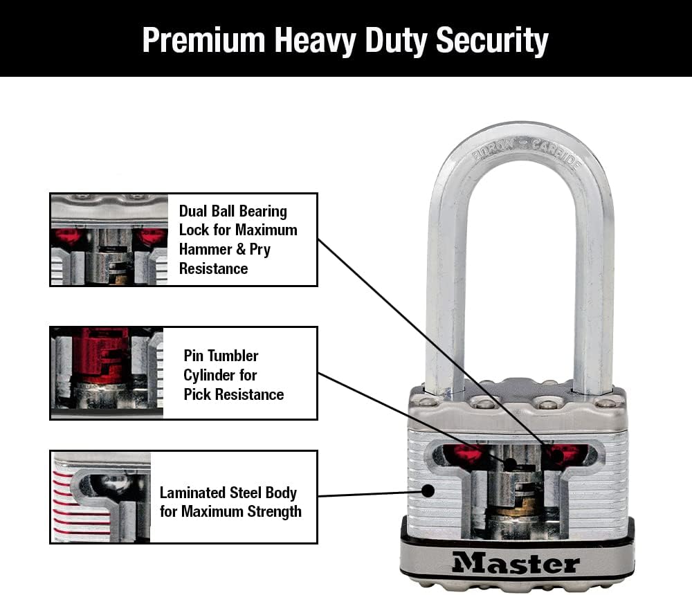 Master Lock M5XTRILH Magnum Vorhängeschloss mit Schlüssel, 3 Stück, gleichschlieÃŸend 3 Pack, Keyed-
