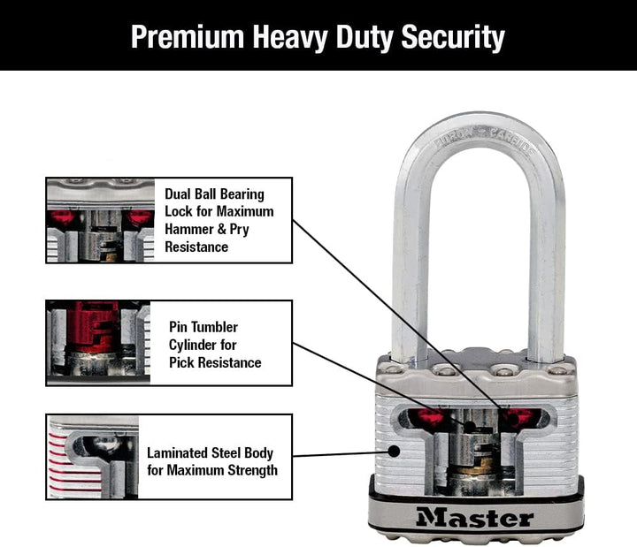 Master Lock M5XTRILH Magnum Vorhängeschloss mit Schlüssel, 3 Stück, gleichschlieÃŸend 3 Pack, Keyed-