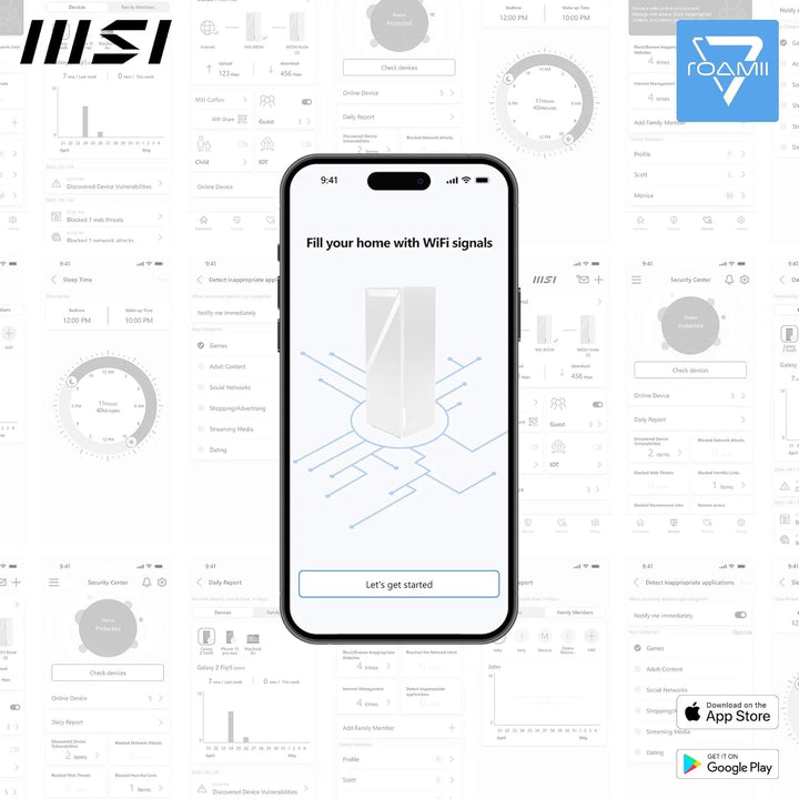 MSI Roamii BE Lite Mesh System- 1 Pack Roamii BE Lite 1er Pack Mesh System, Roamii BE Lite 1er Pack