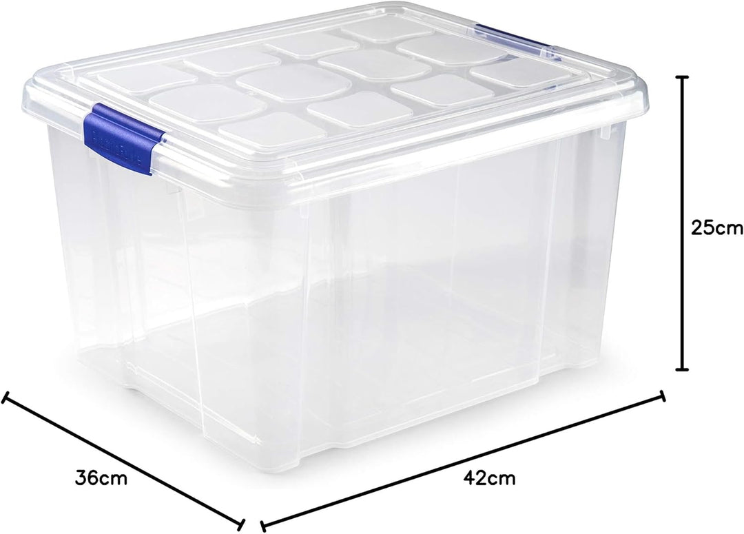 Plastic Forte, Scatola di immagazzinaggio, trasparente, 25 litri, senza ruote Trasparente 25 Litros