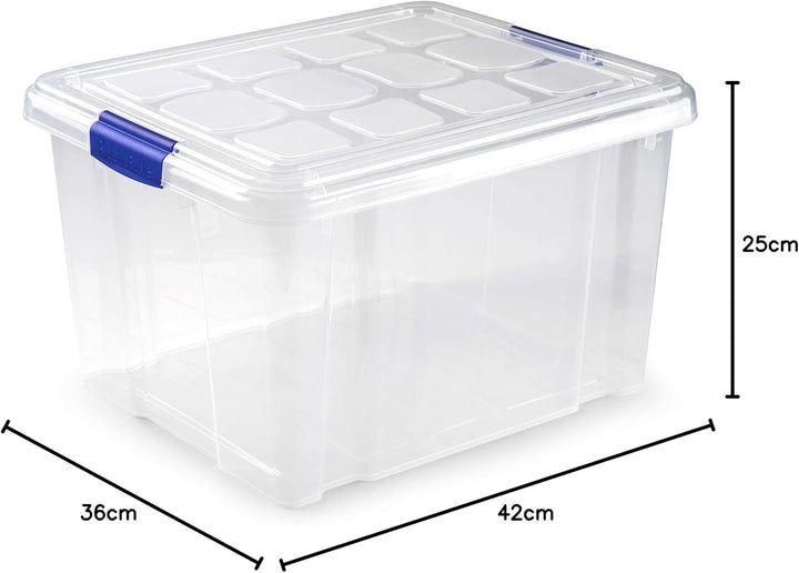 Plastic Forte, Scatola di immagazzinaggio, trasparente, 25 litri, senza ruote Trasparente 25 Litros