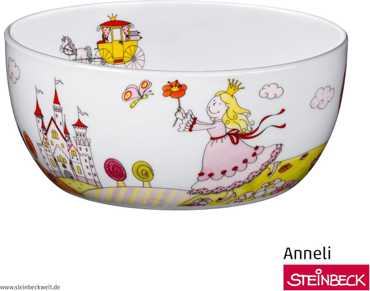 WMF Prinzessin Anneli Kinder Geschirrset 6-teilig, Kindergeschirr Porzellan Mädchen mit Kinderbestec