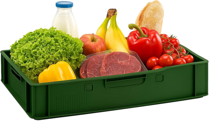 BURI 10 Stück Fleischkiste E1 Lagerkiste 60x40x12,5 cm Metzgerkiste Eurobox Dunkelgrün - flache Stap