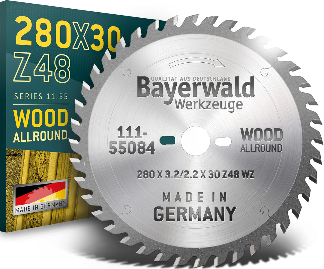 Bayerwald - HM Kreissägeblatt - Ø 280 x 3.2 x 30 | Z=48 UW | Serie 11.55 - Wechselzahn für Längs- &amp;