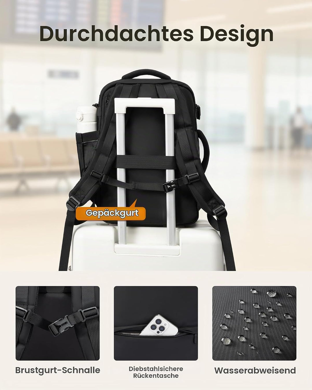 LOVEVOOK Ryanair Handgepäck 40x30x20, Handgepäck Rucksack Reiserucksack Flugzeug Damen Herren, Carry