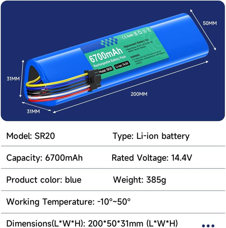CITYORK 14,4V 6700mAh Li-ion Ersatzakku für Neato Botvac D3 D3+ D5 D5+ D6 D7 Connected Vacuum Batter