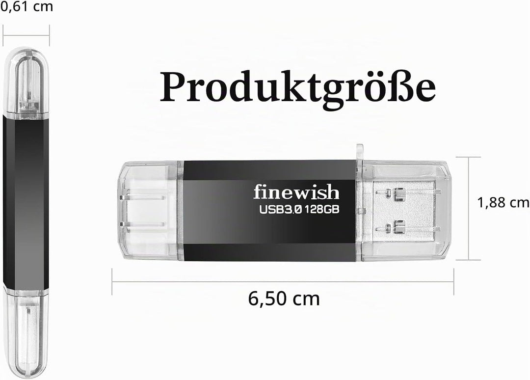 USB C Stick 128GB Speicher 40 MB/s Dual-Laufwerk Typ C + USB 3.0 Flash Drive-Speicherstick Memory St