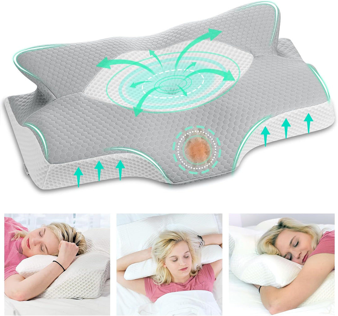 Elviros Orthopädisches Kissen aus Memory Foam, Seitenschläferkissen Nackenstützkissen, Kopfkissen Na