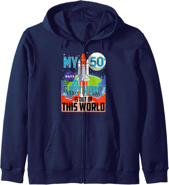 NASA My 50th Birthday Is Out Of The World Poster Kapuzenjacke