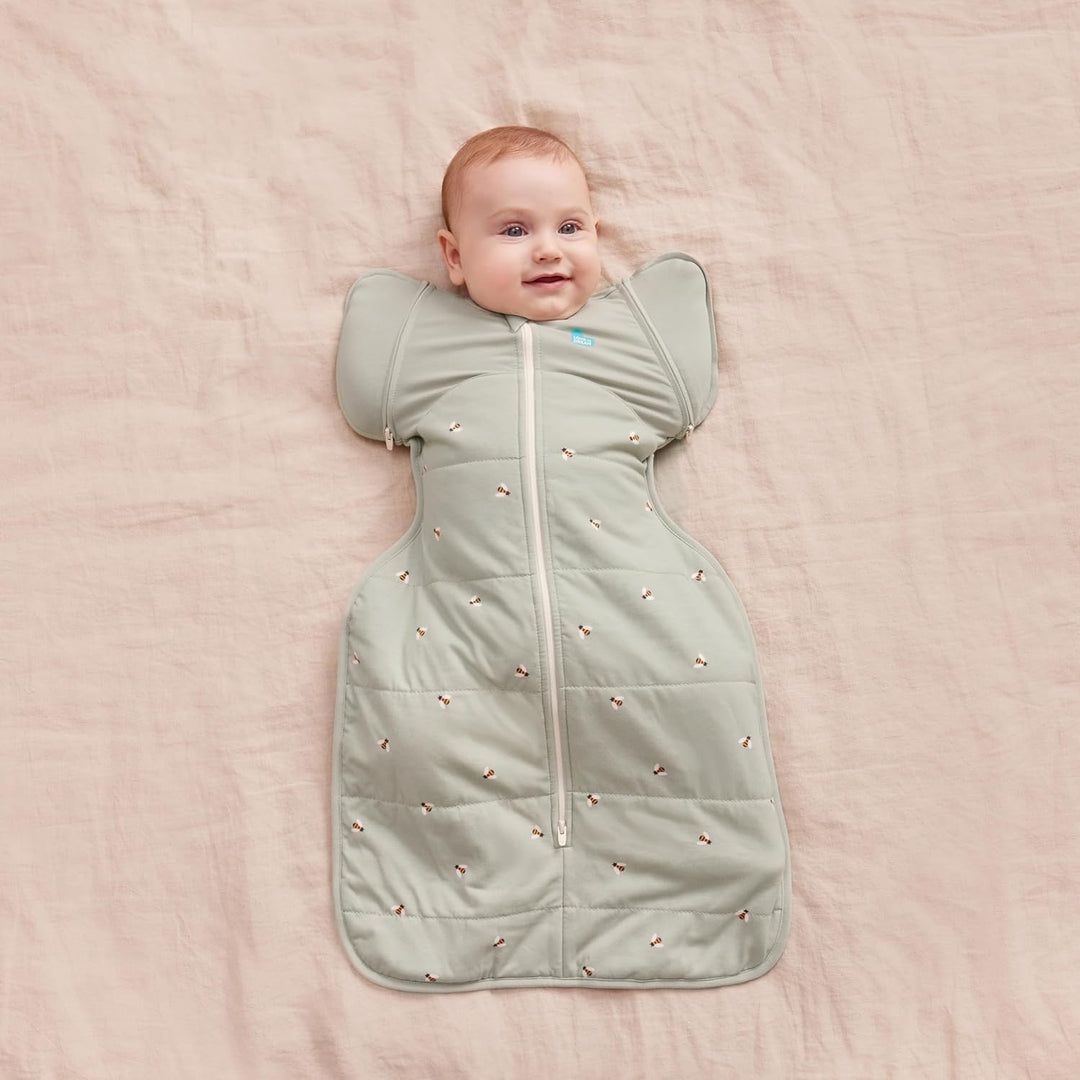 Love To Dream™ Swaddle UP™ Transition Bag, Large 8.5-11 kg, Bees Olive, Snug Fit, Zip-Off Wings, 2.5