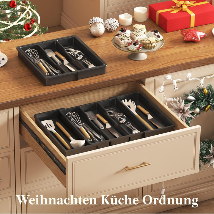 Lifewit Besteckkasten für Schubladen, erweiterbarer grosser Besteckkasten für die Küche, verstellbar