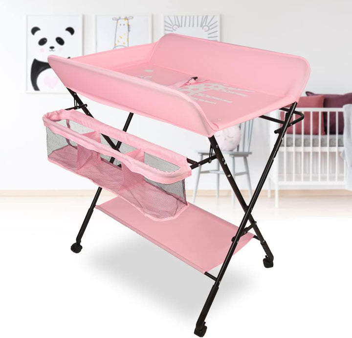 Kedia Baby Wickeltisch, Multifunktions-Wickelkommode, Babypflegetisch, Mobiler Wickeltisch mit Ablag