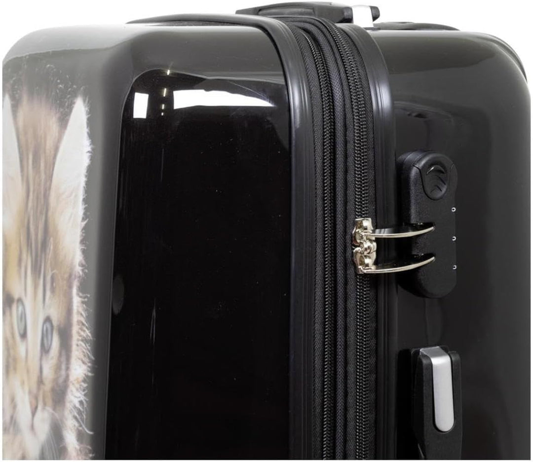 Hartschalen Koffer Trolley mit hochwertigem Motiv Print Kätzchen mit Dehnfalte, Grösse XL Kätzchen X