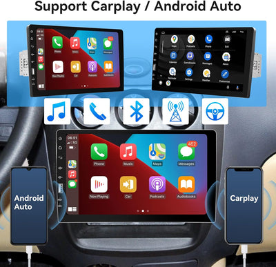 Autoradio 1 Din mit Apple Carplay Android Auto 9 Zoll Touchscreen Autoradio mit IOS/Android Mirror L