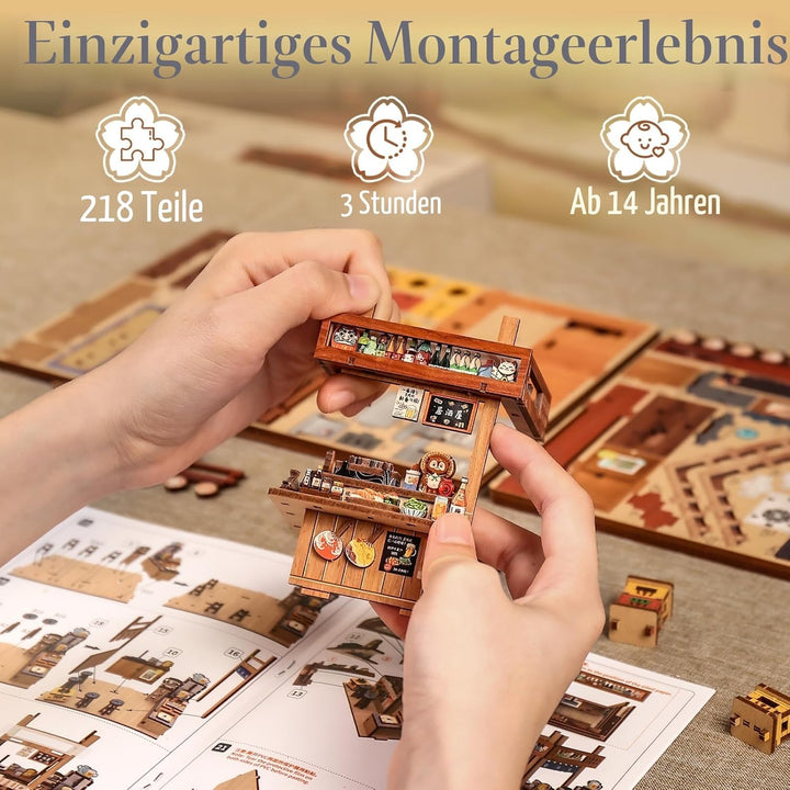 Fsolis Book Nook Japan, Booknook Bausatz Erwachsene, 3D-Holzpuzzles Buchecke, DIY-Miniaturhaus-Set,