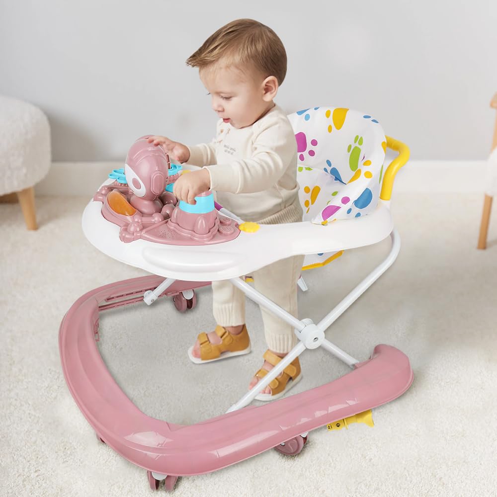 Kompakter Weltraum-Katzen, Lauflernhilfe für Babys mit Rückprallsitz, Lichtern, Musik und interaktiv