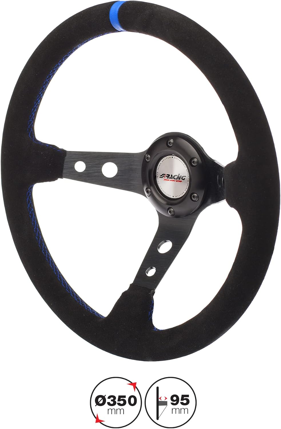 Simoni Racing SKDOWN Sport Steering Wheel Shakedown, Schwarz Light Blau Seams