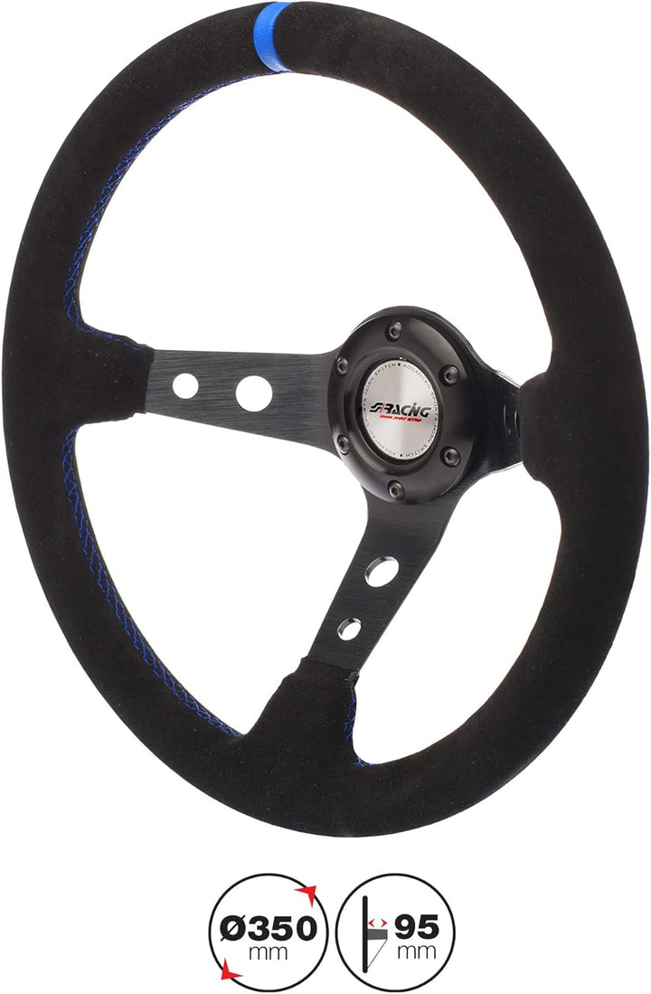 Simoni Racing SKDOWN Sport Steering Wheel Shakedown, Schwarz Light Blau Seams
