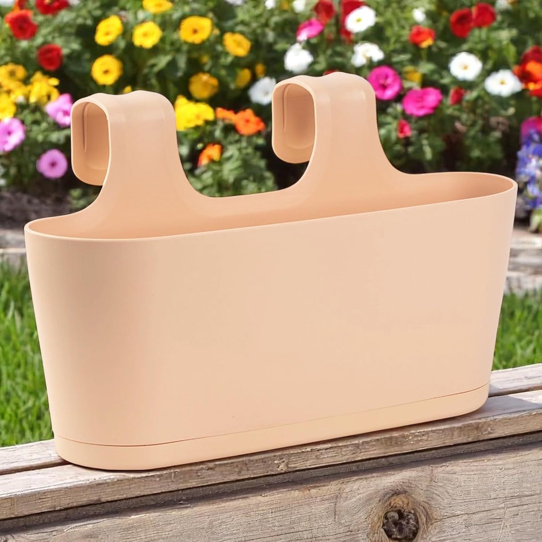 Gariella 3X Blumenkasten oval Balkon Übertopf Pflanzkasten Blumentopf zum Hängen mit Wasserspeicher