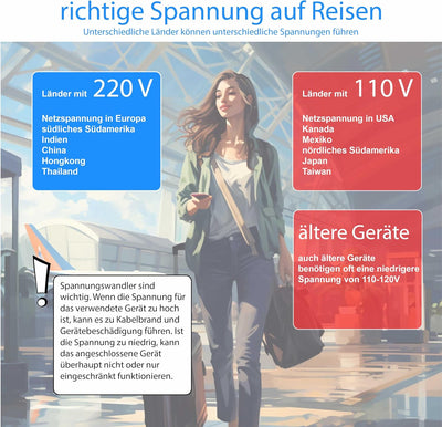 220V auf 110V Spannungswandler Transformator Wandler Umwandler Converter 230V AC (500W), 500W
