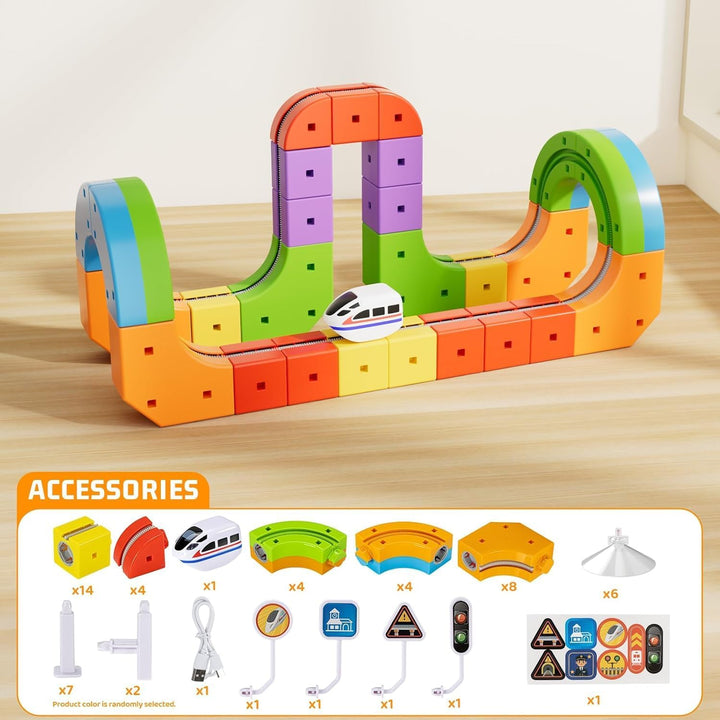 Umikk Clickrail Electric Train Set Flexible Race Track, Magic Rail Block, Magic Rail Block mit Schwe