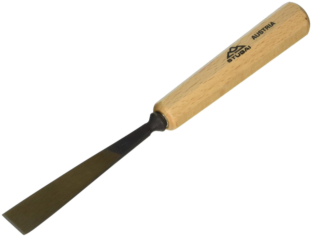STUBAI Stemmeisen Stechbeitel Serie 52 - Form 71 | einseitig geschliffen 18 mm, mit Holzgriff, für g