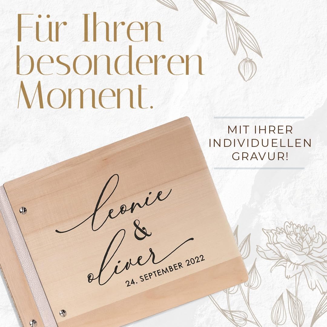 Hochzeitideal – Personalisierbares Gästebuch Hochzeit Patti E10 mit 40 Seiten I Hochzeit Gästebuch a