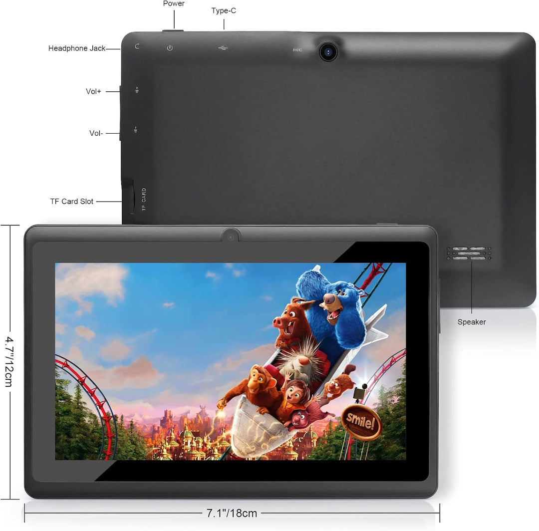 Haehne 7 Zoll Tablet PC, Android 5.0, A33 Quad Core, 1GB RAM 8GB ROM, Dual Kameras, WiFi, Bluetooth,