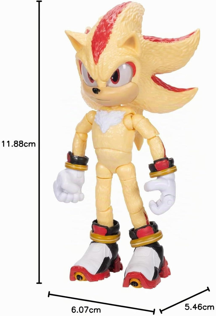 Sonic The Hedgehog Sonic 3 Movie Super Shadow Actionfigur von Jakks Pacific, 13 cm gross, hochbewegl