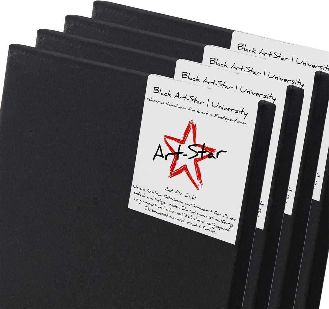 Art-Star 4X University Black KEILRAHMEN 40x40 cm | Schwarze Leinwände auf Keilrahmen 40x40 cm | Lein