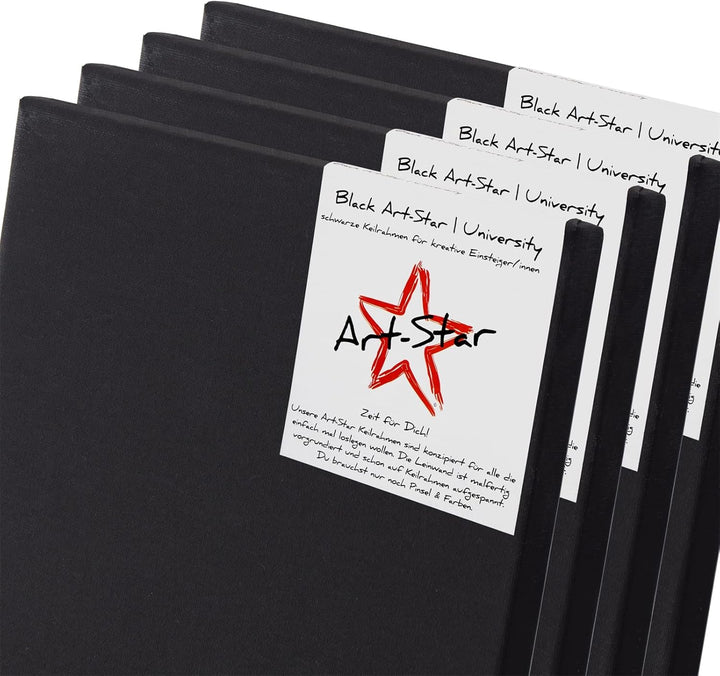 Art-Star 4X University Black KEILRAHMEN 40x40 cm | Schwarze Leinwände auf Keilrahmen 40x40 cm | Lein