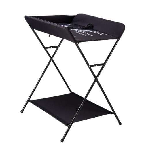 Baby Wickelkombi, Mobiler Wickeltisch mit Ablagefächer, Klappbare Wickelkommode mit Sicherheitsgurt,