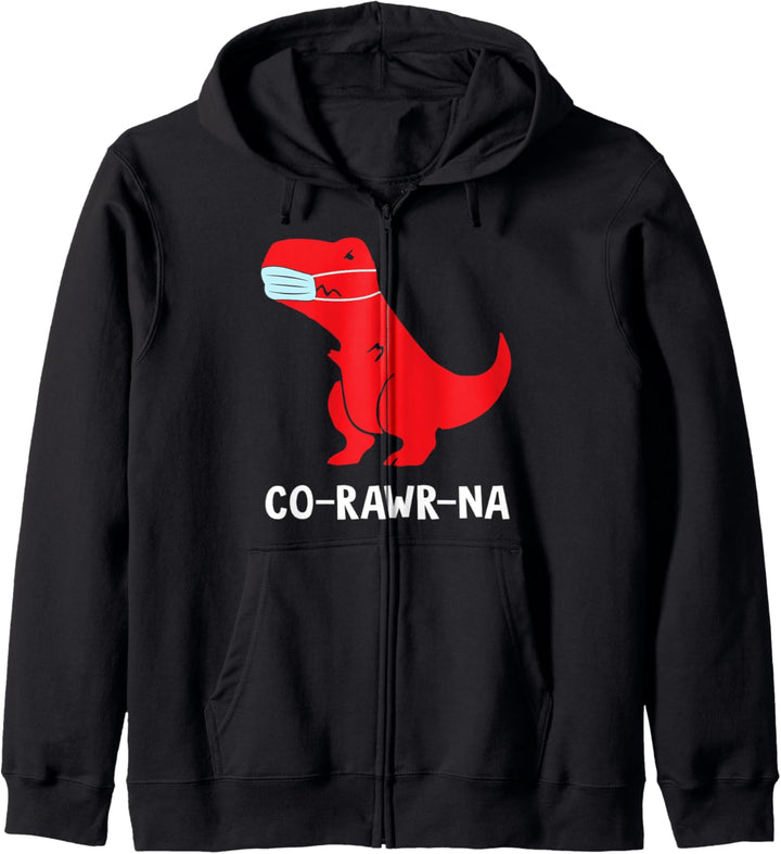Funny Co-Rawr-Na T-Rex Dinosaur With Face Mask - Dino Kapuzenjacke