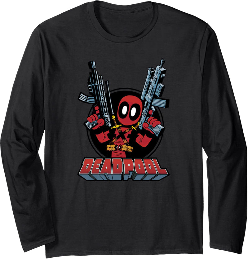 Marvel Deadpool Cartoon Guns Langarmshirt