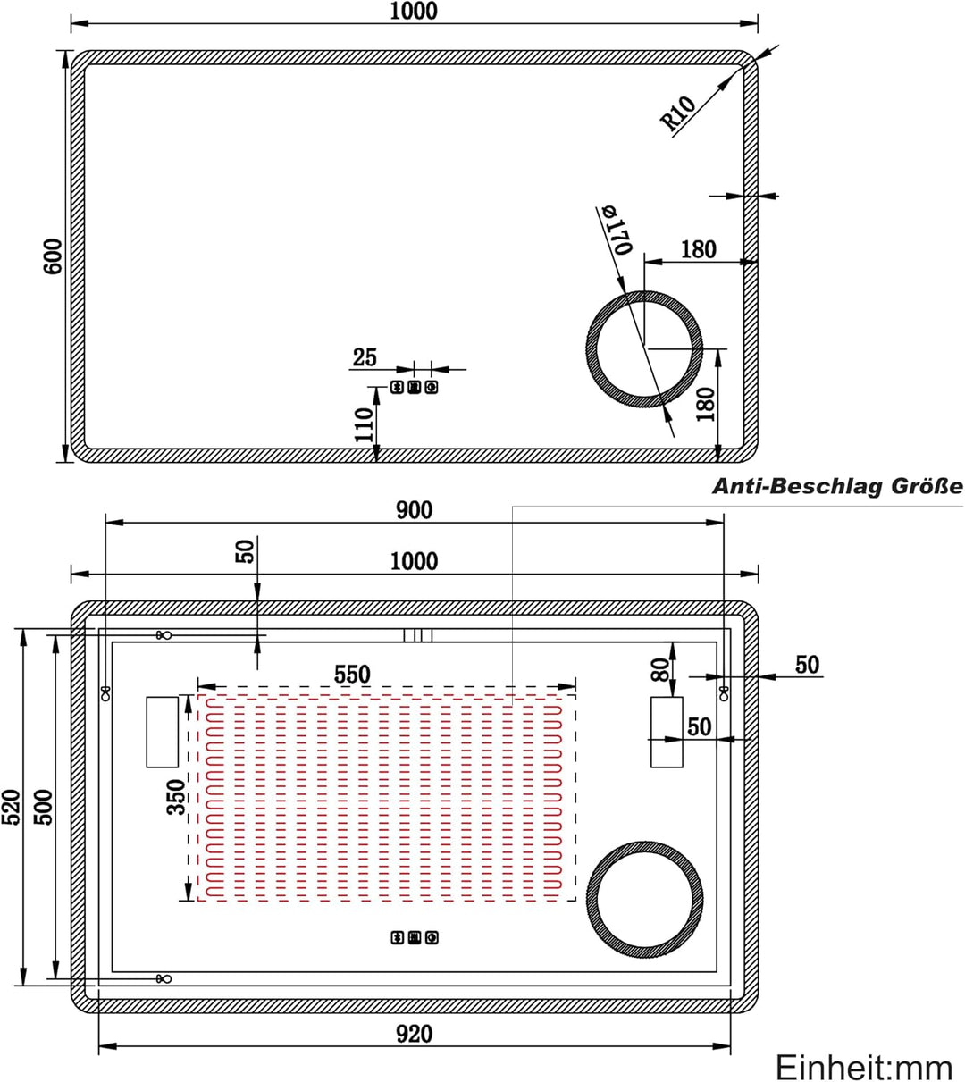 SONNI LED Badspiegel mit Bluetooth 100x60 cm, Badezimmerspiegel mit Beleuchtung und Touch, Steckdose